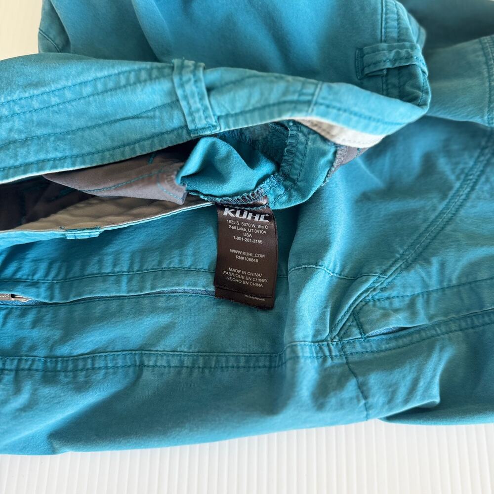 KUHL Spire Hiking Shorts Sz 8 Teal Blue UPF50 Gorpcore Sportif Hiking Camping - Picture 14 of 15
